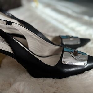 Coach Black Heels with Gold Interior